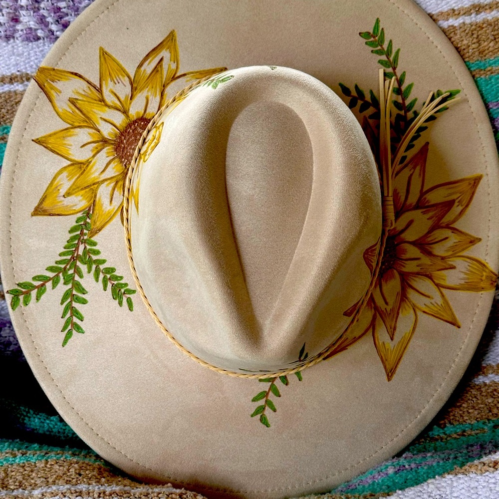 Pop of Color Sunflower Suede Boho Hat